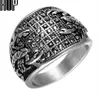 HIP Punk Vintage Black Crystal Scorpion Pattern Mens Ring Gold Color Round Stainless Steel Titanium Rings for Men Jewelry