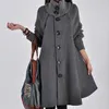 Lång kvinnlig jacka övercoat kappa Windbreaker Loose Winter Wool Coat Kvinnor Höst Manteau Femme Hiver Cape Warm Tweed