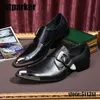 패션 남성 가죽 신발 버클 스트랩 pointal Mteal 프론트 캡 비즈니스 드레스 남성용 옥스포드 신발 Chaussures Hommes zapatos de hombre