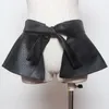 femmes haute rue mode style bowknot cravate réglable faux cuir à volants large ceinture femme dames peplum noir PU robe ceintures