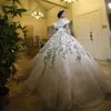 매력적인 중동 웨딩 드레스 섹시한 오프 숄더 꽃 무늬 레이스 아플리케 신부 드레스 멋진 얇은 명주 그물 레이스 볼 가운 웨딩 드레스 대상