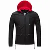 Mäns heta försäljningshuv Nylon Windbreaker Jacka Solid Color Black/Navy Man Slim Fit Short Style Zip Pocket justerbar hem