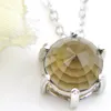 Opcjonalny Multi-Color 6 Sztuk / partia Moda Silver Biżuteria Okrągły Kryształ Bi-Kolorowe Tourmaline Klejnoty Biżuteria Naszyjnik Wisiorki Łańcuchy Dla Lady