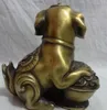 Folk Chinois Bronze Zodiaque Richesse Trésor Bol Heureux Fu Chien Statue Animaux