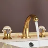 Ücretsiz gemi Lüks 8 "yaygın 3 delik banyo Lavabo Lavabo musluk Kristal mikser dokunun Altın Renk kolları
