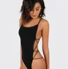 Strappy Backless Body Femmes Noir Sans Manches D'été Plage Chaud Bodysuits Scoop Neck Cross Slim Cami Body