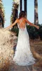 Sexy Bohemia Spaghetti Criss Cross Straps V Neck Wedding Dresses Boho Lace Applique Formal Bride Dress Beach Bridal Gowns Backless