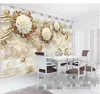 Custom Photo Wallpaper 3D Fresco Wall paper Sticker 3d Luxury Gold White Flower Soft Bag Globe Jewelry TV Background