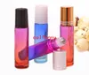 150pcs/lot 10ml Empty Glass Aromatherapy Roller Roll on Bottles Essential Oil Refillable Bottle With Metal Ball & Black Cap