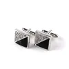 Trendy Exquisite Classic Luxury Enamel Rhinestone Men's Shirt Silver Square Cufflinks High quality Business Shirt Cuff Button