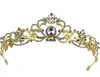 Bohemian Gelin Taç Kristaller Kraliyet Düğün Kraliçesi Taçlar Prenses Kristal Barok Doğum Günü Partisi Tiaras Küpe Pembe Altın Tatlı 16