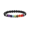 7 Chakra Gemstone Healing Koraliki Bransoletka dla kobiet Mężczyźni Strand Stres Ulga Joga 8mm Hematyt Lęk Aromaterapia Essential Oil Dyfuzor Bangle Biżuteria