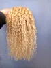 Brazilian Human Virgin Remy Blonde Hair Curly Hair Weft Soft Double Drawn Hair Extensions 100g one bundle