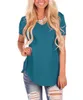 2021 European new hot solid color sexy V-neck short-sleeved Turtleneck casual T-shirt S ~ 5XL support mixed batch