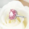 LuckyshineファッションOL消防楕円ピンクKunziteリング925スターリングシルバーメッキ女性ジルコンウェディングengagemensジュエリーリング