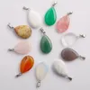 Groothandel mode natuursteen peer-vormige platte drop chakra kristallen hangers 16 * 24mm voor sieraden maken ketting dames geschenken