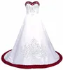 Royal Blue And White Wedding Dress Embroidery Princess Satin A line Lace up Back Court Train Sequins Beaded Long Cheap Wedding Gowns