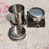 75ml 140ml 240ml Folding Cup Stainless Steel Portable Outdoor Travel Camping Folding Collapsible Cup Metal Telescopic Keychain Mugs WX9-348