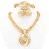 whole saleChinese Tai Chi Jewelry Dubai Golden Plated Big Necklace Jewelry Sets Fashion Nigerian Wedding African crystal Costume