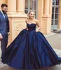 Sexy bleu marine robe de bal robe de bal en Satin avec organza avec doublure douce robe de soirée fantaisie robes de bal à lacets/fermeture à glissière au dos