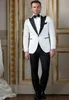 Högkvalitativ vit brudgum Tuxedos topplapp One Knapp Män Bröllopsdräkt Män Formell Business Prom Dinner Blazer (Jacka + Byxor + Tie) 1172