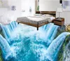 Hemdekoration 3D vattenfall vardagsrum golv väggmålning vattentät golvmäggmålning självhäftande 3D