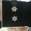 أصيلة 925 الفضة الاسترليني رقاقات الثلج الأزرق القرط شعار التوقيع مع كريستال لأقراط مجوهرات باندورا القرط المرأة