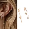 RAVINOUR Crystal Earring Sets Fashion Jewelry 2018 Boucle d'oreille Femme Gold Moon Tassel Chain Boho Drop Earing Women Ear Cuff