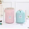 Travel Makeup Bag Barrel Shape Cosmetic Bags Creative Large Capacity Elegant Women Drawstring Storage Bag