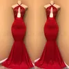 Real Photo Sexy Halter Backless Mermaid Prom Dresses Abito da festa di laurea con paillettes rosso Abiti da ballo formale Abito da tappeto rosso su misura