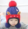 Warm cartoon animal cat ear hat knitted plush baby earmuffs beaine kids toddler caps crocheted beanies for boy girl wholesale