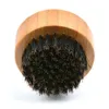 Moq 100pcs escovas de barba de bambu personalizadas gravadas com seu logotipo, alça de proteção ecológica ecológica com cerdas de javali redondas escova de barba masculina