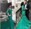 Vintage zeemeermin formele avondjurken groene kant celebrity jurken elegante vrouwen party avondkleding moeder van de bruid jurken lange mouw