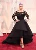Modest Black High Low Formal Dresses Evening Wear Sheer Scoop Plus Size Lace Party Bowns With Long Hides Tiered Cheap Prom Dress4803861