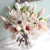 1branch mooie kunstmatige bloem meeldraad niet-geweven stoffen nep magnolia bloemen handgemaakte diy partij thuis bruiloft decor decor