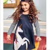 Christmas Girls Dresses Animal Print Baby Dress Infant Unicorn Striped Top T-shirt Toddler Long SleevedDress Kids Designer Clothes ZYL7-WLL