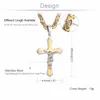 크리스천 예수 횡단 크리스탈 펜던트 목걸이 두꺼운 링크 비잔틴 체인 스테인레스 스틸 남자 쥬얼리 콜라 선물 21.65