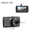 1080P Full HD Car DVR Video Camera Vehicle Digital Recorder 4" Dual Lens 170°+ 120° Wide View Angle G-sensor