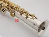 Yanagisawa w037 sopran b (b) rakt tubsaxofon mässing silverpläterad guld nyckel b platt sax med munstycke fodral Gratis frakt