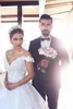 2020 Luxury Arabic Ball Gown Wedding Dresses A Line Off Shoulder Lace Flowers Open Back Chapel Train Plus Size Custom Formal Bridal Gown