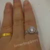 choucong Anello di fidanzamento da donna in oro bianco 10KT con pietra zircone da 3 ct, pietra brillante da 3 ct, regalo per fidanzamento da donna, misura 5-11