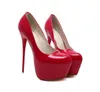 Red Round Toe Stiletto High Heels Platformy Pompy Sexy buty ślubne 16 cm Rozmiar od 34 do 40