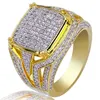 Hip Hop Jewelry Diamond Ring Mens Luxury Designer Rings Micro Pave CZ Iced Out Bling Big Square Finger Ring Gold Plated Wedding AC2398