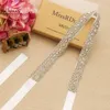 Missrdress Silver Crystal Bruidal Belt Handmade kralen Rhinestone Ribbon Wedding Sash voor trouwjurkjurk YS8043158118