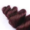 Trama di capelli ricci sciolti bordeaux # 99j Capelli rossi sciolti dell'onda di vino tesse fasci di capelli umani vergini peruviani 3 pezzi / lotto