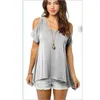 Summer Loose Type Women Plus Size T-shirts V- neck Strapless Shirts Off Shoulder Short-sleeved T-shirt