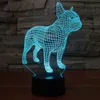 لطيف الفرنسية البلدغ 3d led ليلة مصباح 7 ألوان usb الهولوغرام ديكور مصباح هدية 2018 ديكور المنزل الأكريليك مصابيح # T56