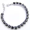 Gift Wholesale Europe Style Square Cut Black Onyx Bracelet 925 Silver Plated Men Women Zircon Tennis Lovers Bracelet 8 inch Free Shipping