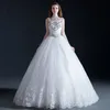 Perlenbesetztes Kristall-Tüll-Ballkleid-Hochzeitskleid Vintage 2019 Juwelenhals-Brautkleid mit offenem Rücken