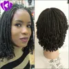 180Densidade Cheio Natural Natural / Marrom / Ombre Cor Brasileira Peruca Sintética Rendas Completa Frente Cabelo Curto Kinky Twist Trançado Perucas para Mulheres Negras